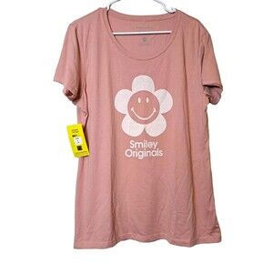 Unique Vintage × Smiley Blush Pink Graphic Tee Daisy Flower Women's Plus 3X NWT